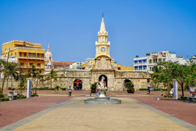 Colorful buildings in Cartagena, Colombia.